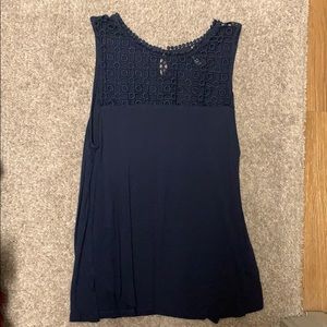 Navy Eyelet Top